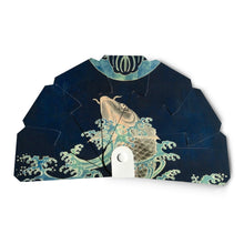 Load image into Gallery viewer, Paper fan of museo vincenzo vela with blue fish
